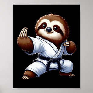 Funny Sloth Karate Martial Arts Japanisches Martia Poster