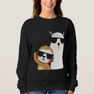 Funny Sloth Llama trägt Sonnenbrille Coole Tiere Sweatshirt