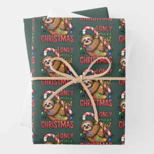 Funny Sloth Lover Weihnachts-Süße Tier Xmas Geschenkpapier Set