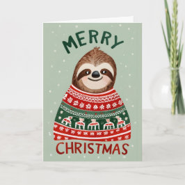 Funny Sloth mit Weihnachts-Sweater Karte