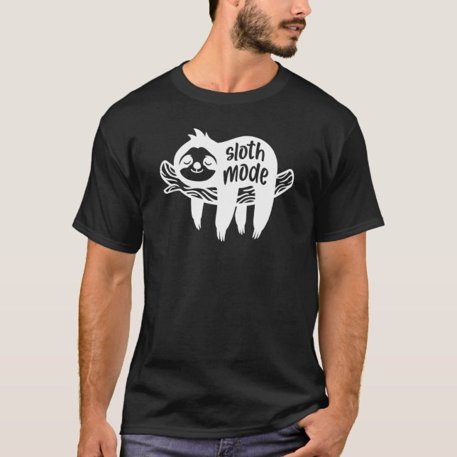 Funny Sloth Mode White Gag T-Shirt (Vorderseite)