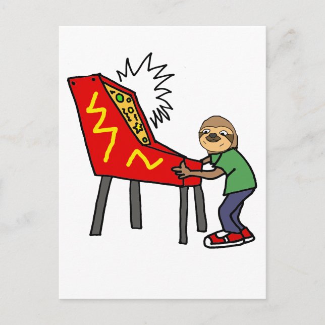 Funny Sloth Pinkball Cartoon Postkarte (Vorderseite)