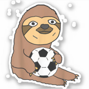 Funny Sloth Playing Soccer Aufkleber