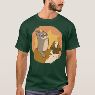Funny Sloth Riding Saint Bernard Dog Owner Dog Lov T-Shirt