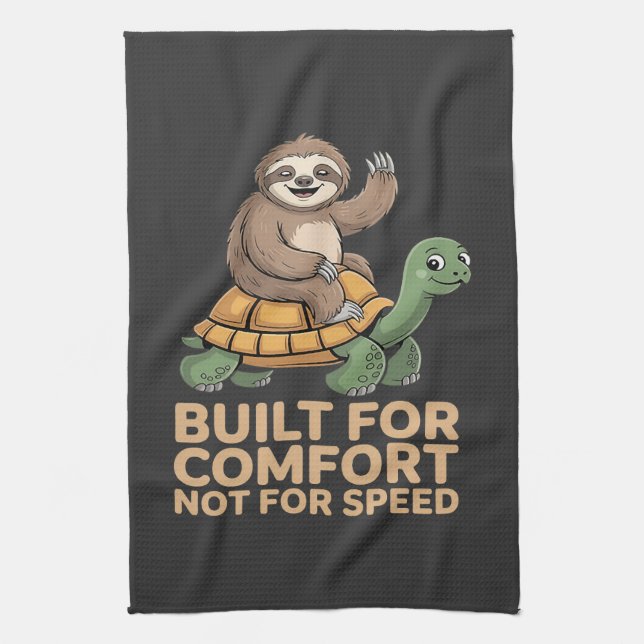 Funny Sloth Riding Turtle Geschirrtuch (Vertikal)
