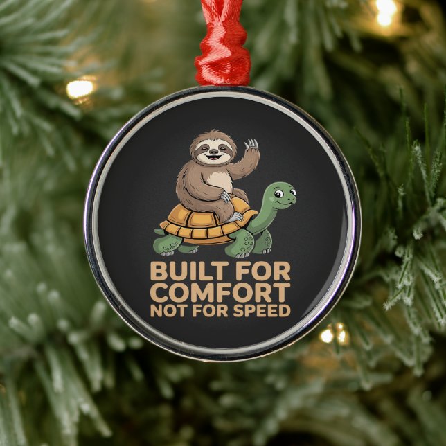 Funny Sloth Riding Turtle Ornament Aus Metall (Baum)