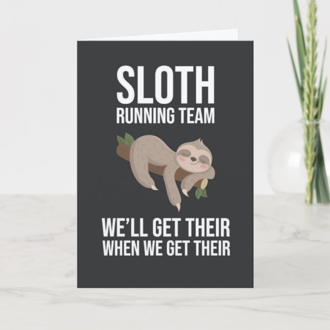 Funny Sloth Running Team Cards Humor Animals Karte (Vorderseite)
