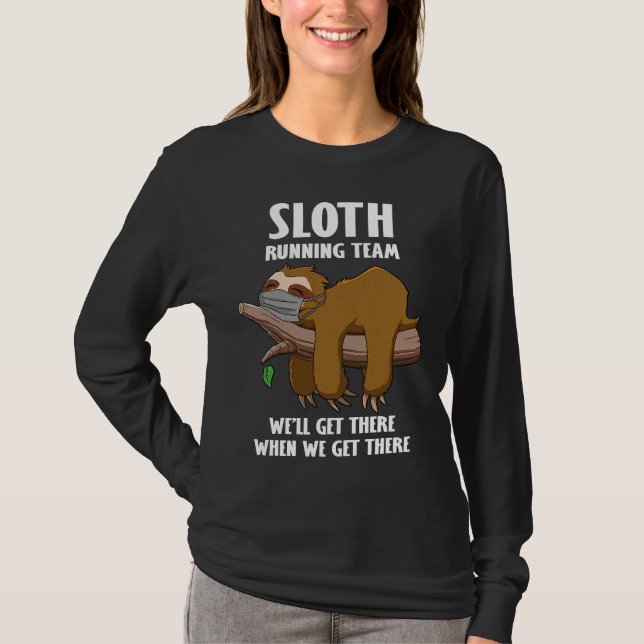Funny Sloth Running Team Face Mask T-Shirt (Vorderseite)