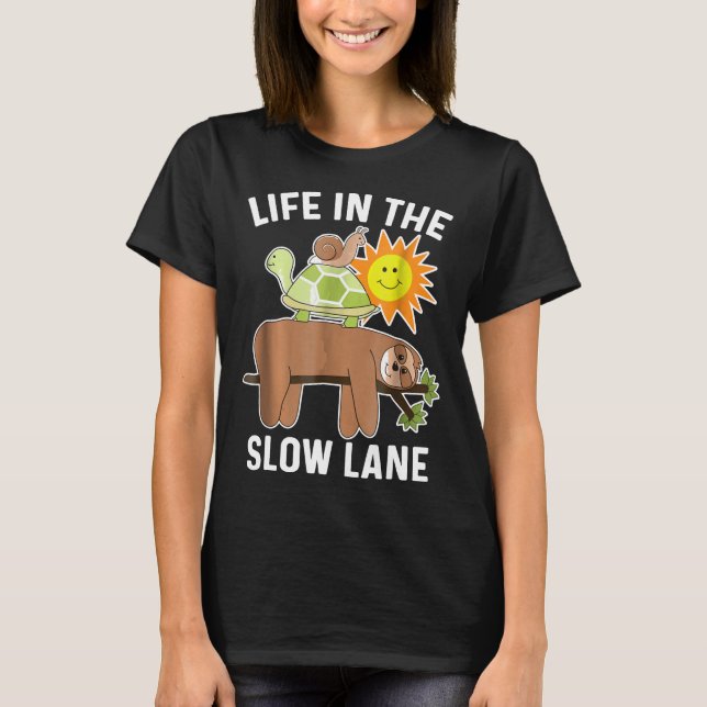 Funny Sloth Shirt mit Schildkröte und Schnecke Lan (Vorderseite)
