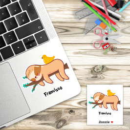 Funny Sloth Sleeping Individuelle Name Aufkleber