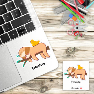 Funny Sloth Sleeping Individuelle Name Aufkleber