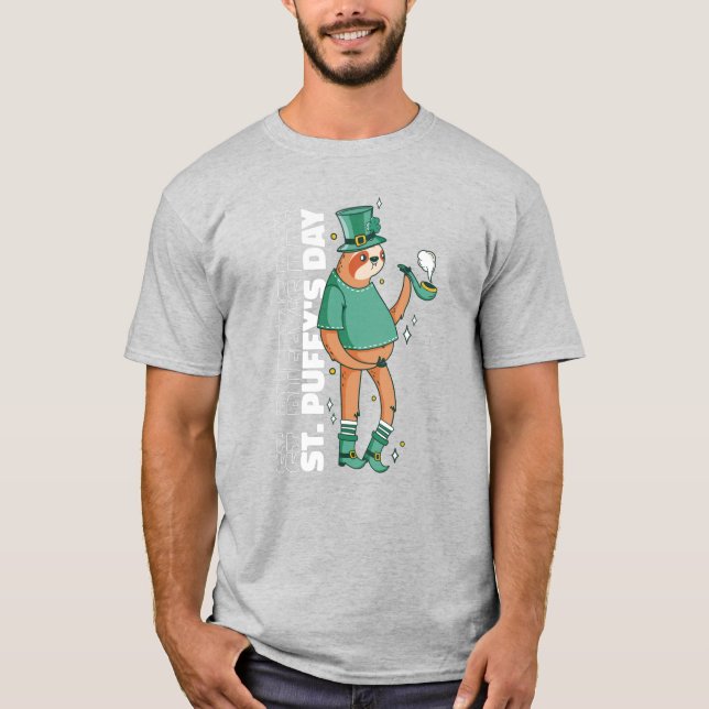 Funny Sloth St. Puffys Day T - Shirt (Vorderseite)