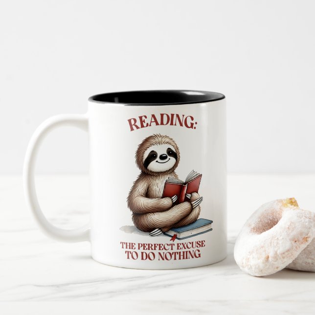 Funny Sloth Sublimation Zweifarbige Tasse (Mit Donut)
