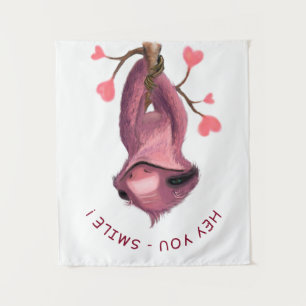 Funny Sloth Tapestes - Benutzerdefinierter Text Wandteppich