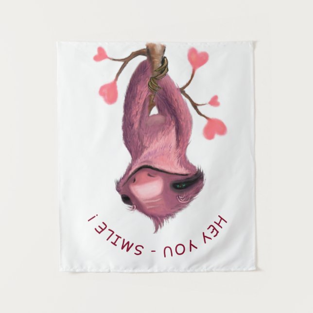 Funny Sloth Tapestes - Benutzerdefinierter Text Wandteppich (Vorderseite)