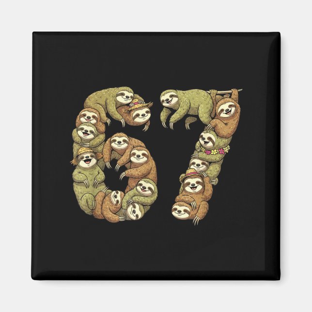 Funny Sloth Tribal 6 7 Meme Six Seven Love  Magnet (Vorne)