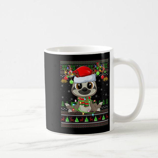 Funny Sloth Ugly Christmas Sweaters Holiday Santa  Kaffeetasse (Rechts)