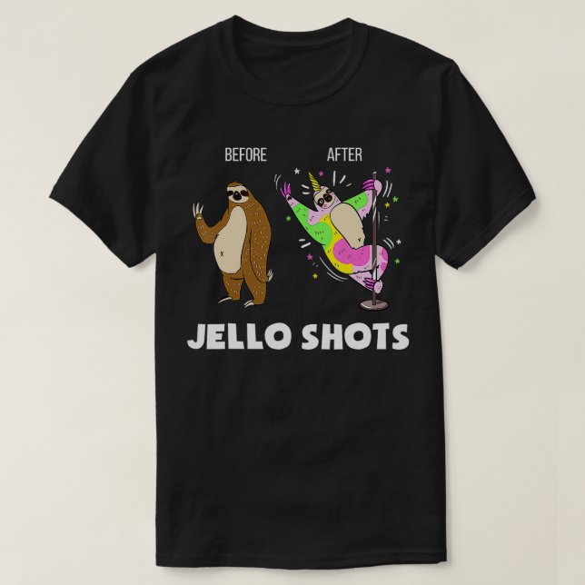 Funny Sloth Unicorn vor Jello Shots T-Shirt (Design vorne)