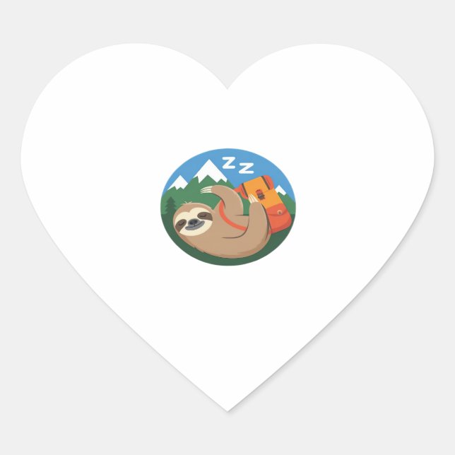 Funny Sloth Wandern Klassischer T - Shirt_2 Herz-Aufkleber (Vorderseite)