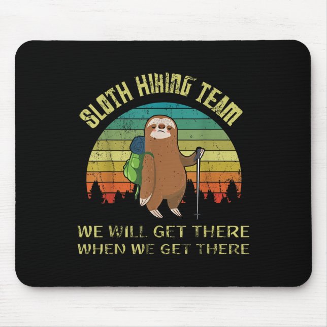 Funny Sloth Wanderteam Retro Vintager Sloth 80er Mousepad (Vorne)