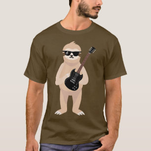 Funny Sloth Wearing Sonnenbrillen Playing Electric T-Shirt