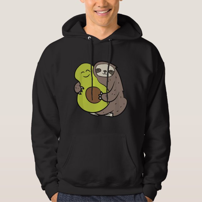 Funny Sloth With Avocado Vegan Cute Sloth Avocado  Hoodie (Vorderseite)