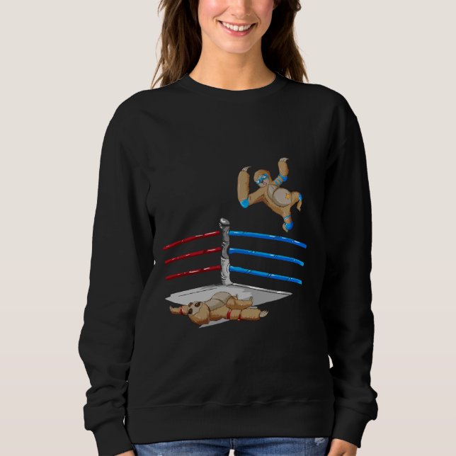 Funny Sloth Wrestler Flying Elbow Wrestling Sweatshirt (Vorderseite)