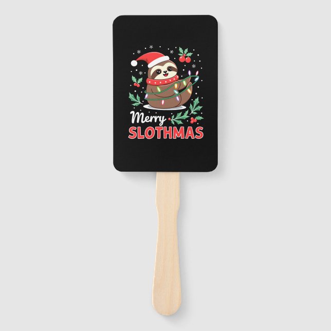 Funny Sloth Xmas Lights Merry Slothmas Sloth Chris Fächer (Vorderseite)