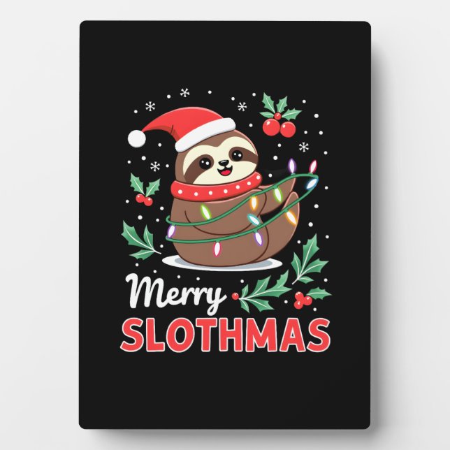 Funny Sloth Xmas Lights Merry Slothmas Sloth Chris Fotoplatte (Vorderseite)