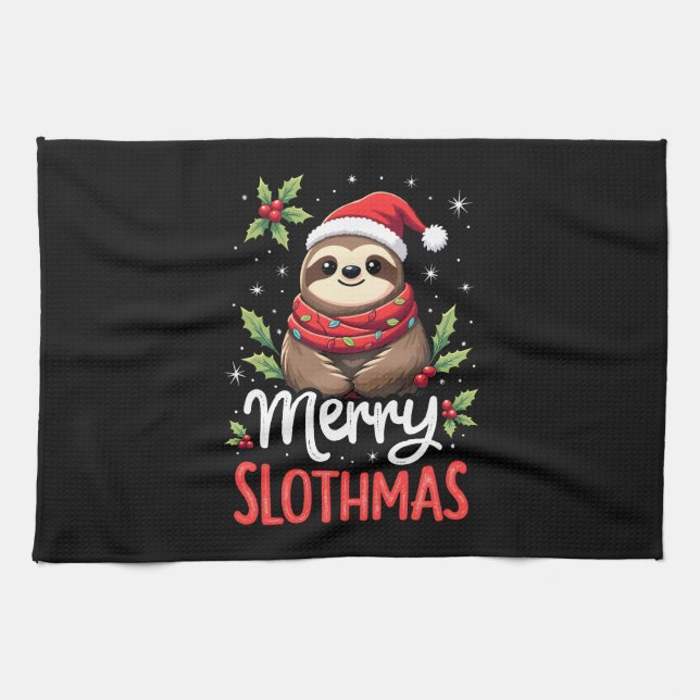 Funny Sloth Xmas Lights Merry Slothmas Sloth Chris Geschirrtuch
