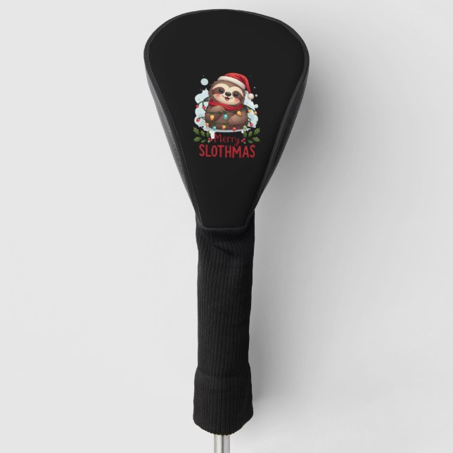 Funny Sloth Xmas Lights Merry Slothmas Sloth Chris Golf Headcover (Vorderseite)