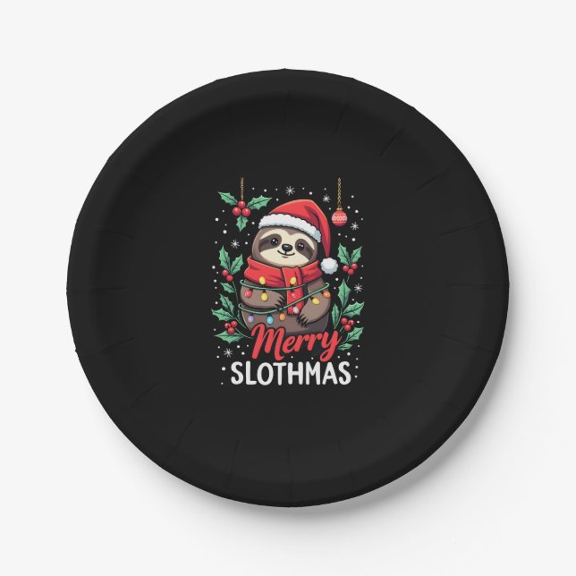 Funny Sloth Xmas Lights Merry Slothmas Sloth Chris Pappteller (Vorderseite)