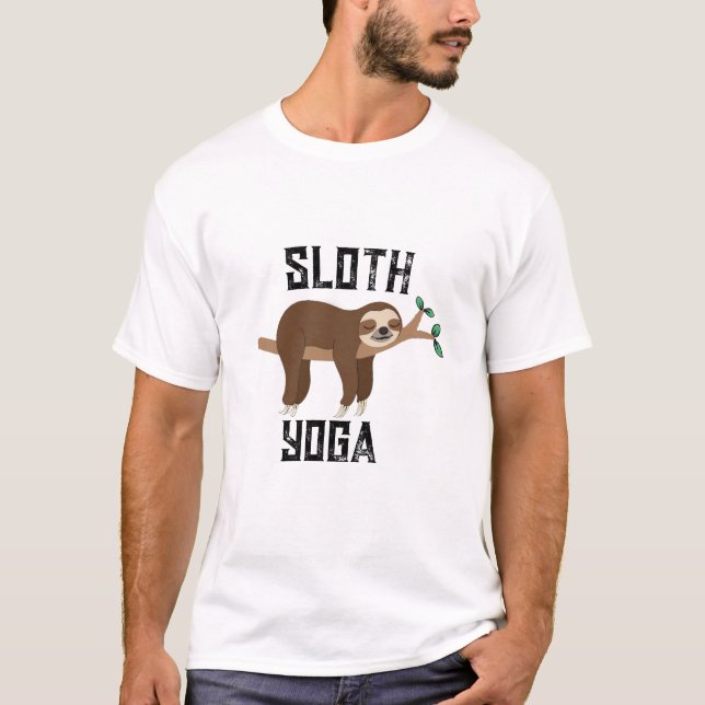 Funny Sloth Yoga T - Shirt - Einzigartiges Animal  (Vorderseite)