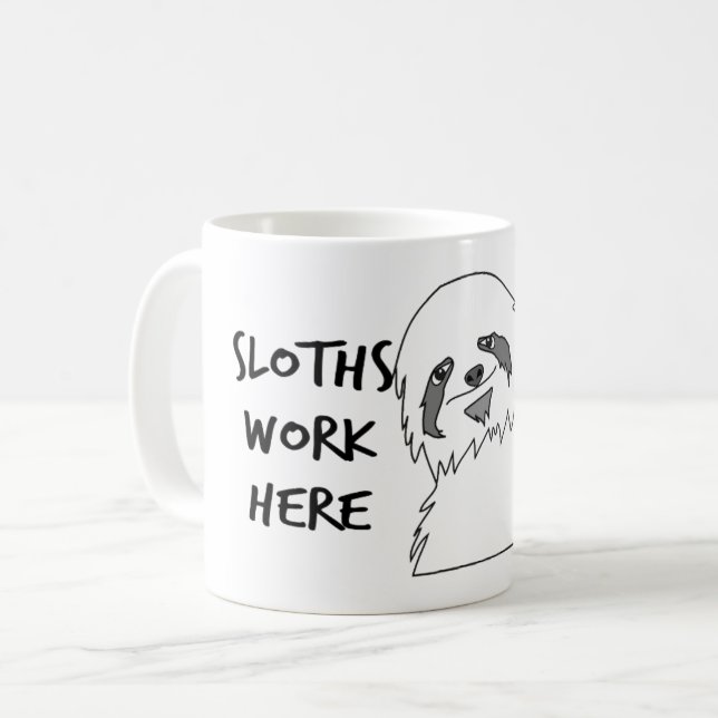 Funny Sloths arbeiten hier Coffee Tasse (Vorderseite Links)