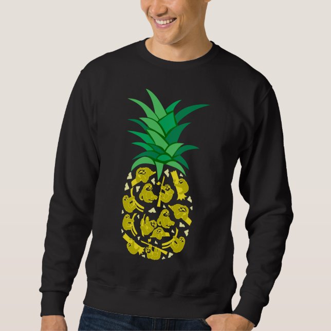Funny Sloths Gebäude a Pineapfel Früchte Sweatshirt (Vorderseite)