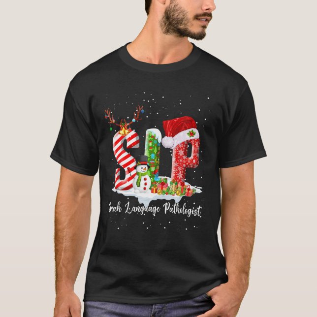 Funny SLP Speech Language Pathologe Santa Christ T-Shirt (Vorderseite)