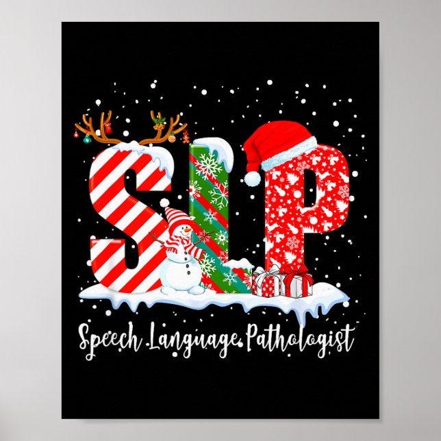 Funny Slp Speech Language Pathologist Santa Christ Poster (Vorne)