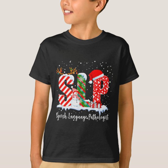 Funny Slp Speech Language Pathologist Santa Christ T-Shirt (Vorderseite)