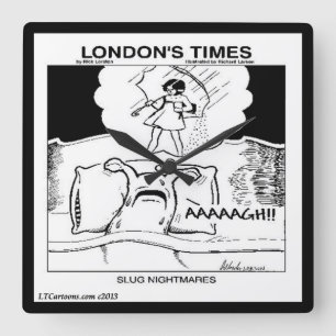 Funny Slug Nightmares Wall Clock Quadratische Wanduhr
