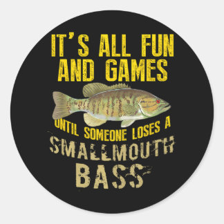 Funny Smallmouth Bass Fisch Süßwasser Fischen Runder Aufkleber