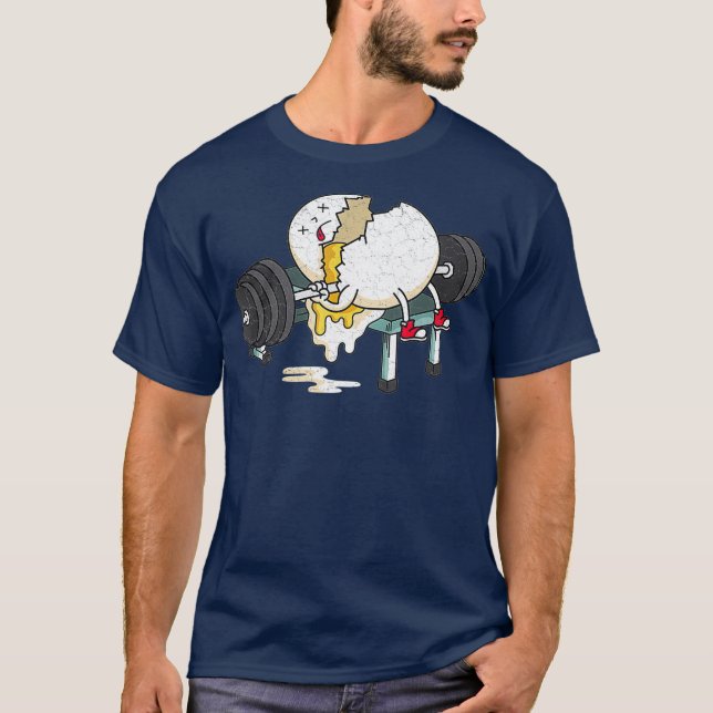 Funny Smashed Ei Fitness Gym Barbells Lifting T-Shirt (Vorderseite)