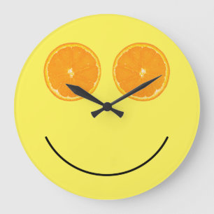 Funny Smile Face Orange Slice Kitchen Wall Clocks Große Wanduhr