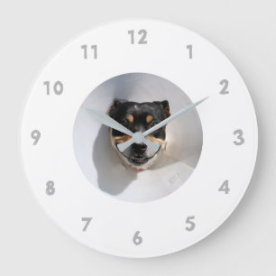 Funny smiling dog clock große wanduhr