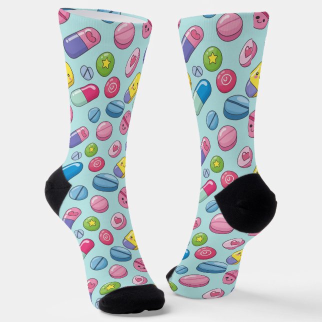Funny Smiling Pills CPhT Pharmacy Socks Socken (Gewinkelt)