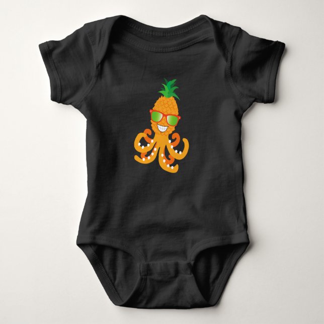 FUNNY SMILY EXOTIC TROPICAL PINEAPPLE OCTOPUS BABY STRAMPLER (Vorderseite)