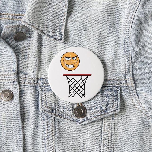 Funny Smirking Basketball Face Dunking Button (Von Creator hochgeladen)