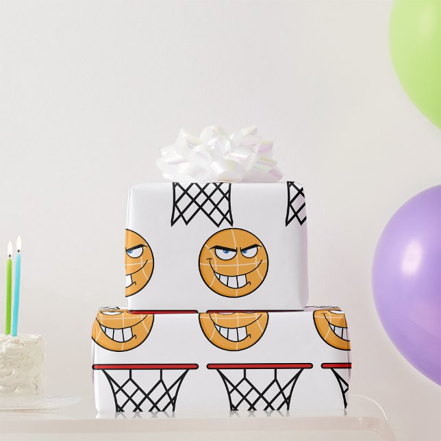 Funny Smirking Basketball Face Dunking Geschenkpapier (Von Creator hochgeladen)