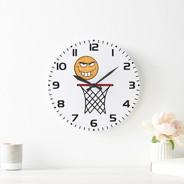 Funny Smirking Basketball Face Dunking Große Wanduhr (Von Creator hochgeladen)