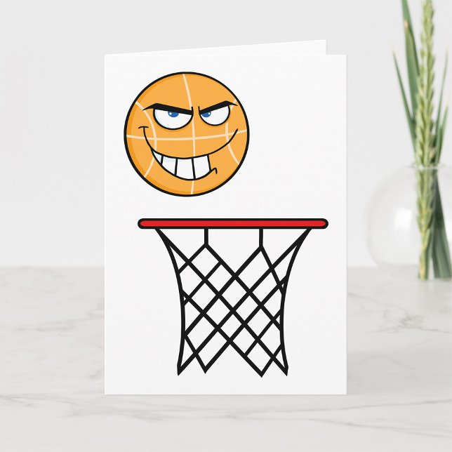 Funny Smirking Basketball Face Dunking Karte (Von Creator hochgeladen)