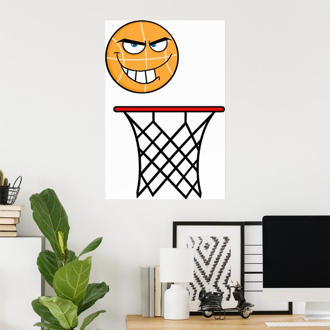 Funny Smirking Basketball Face Dunking Poster (Von Creator hochgeladen)